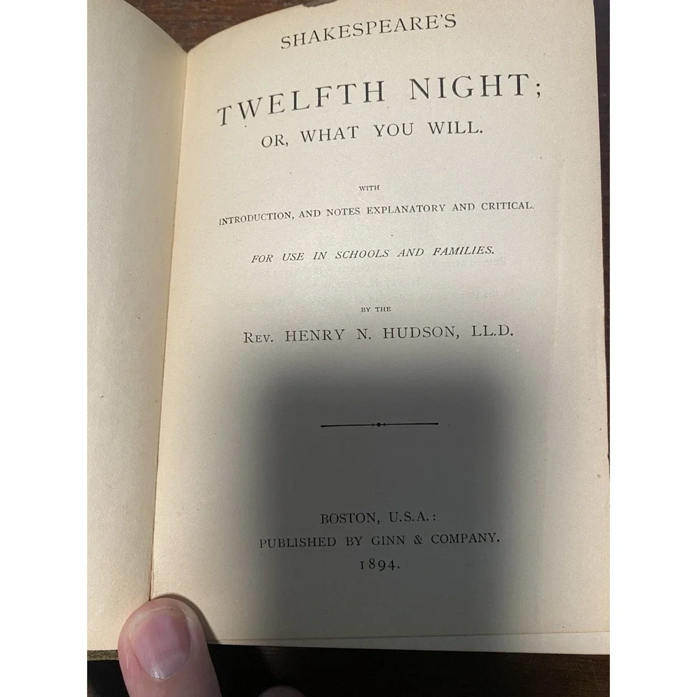 Shakespeare's Twelfth‎ Night by Henry N. Hudson 1894 Hardcover
